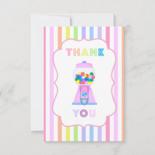 Pink Gumball Machine and Rainbow Stripes Note Card