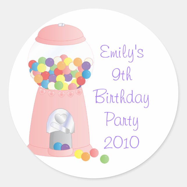 Pink Gumball Machine Classic Round Sticker (Front)