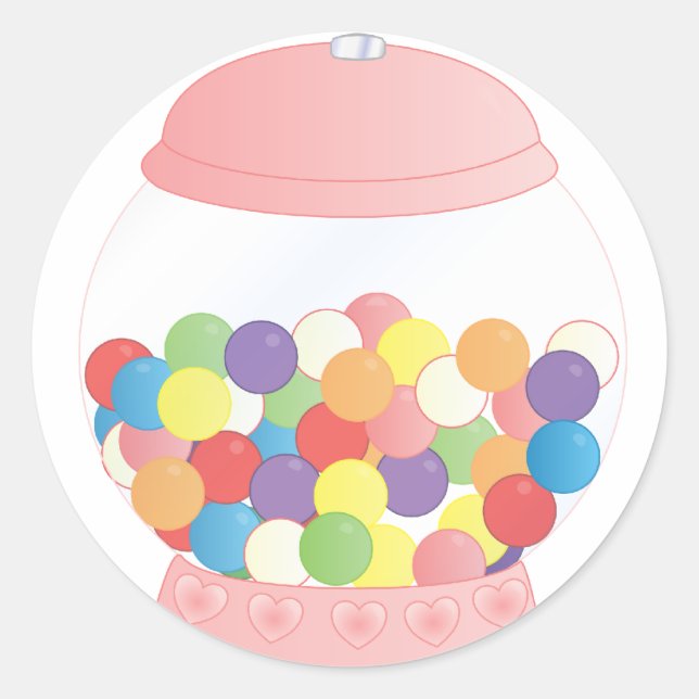 Pink Gumball Machine Classic Round Sticker (Front)