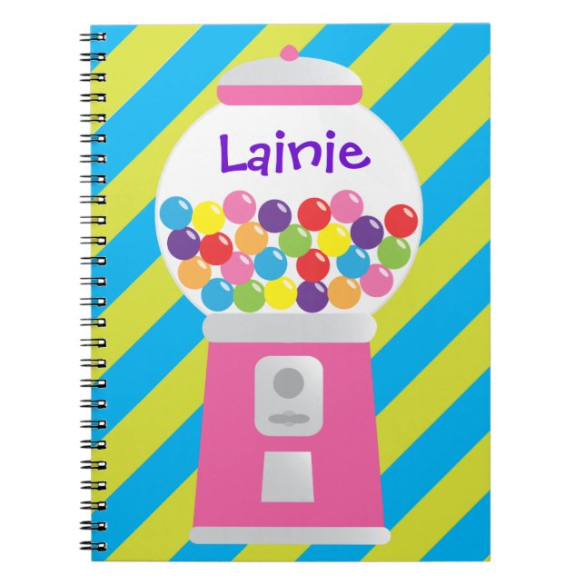 Pink Gumball Machine Personalised Notebook (Front)