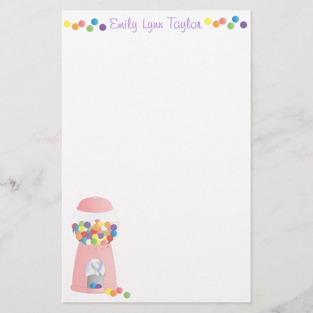 Pink Gumball Machine Stationery (Front)