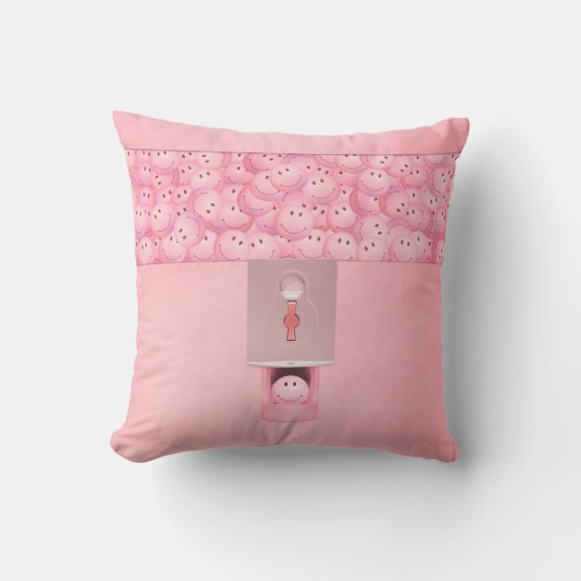 Pink Gumball Machine Throw Pillow (Front)