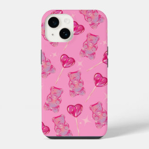Pink Gummy Bear & Hearts' Pattern Case