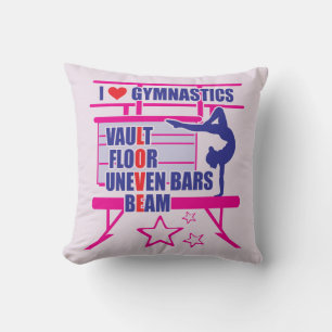 Pink Gymnast's - I Love Gymnastics Cushion