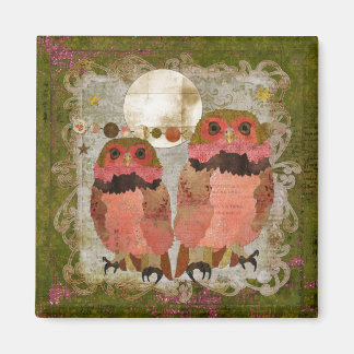 Pink Gypsy Owls Olive Magnet