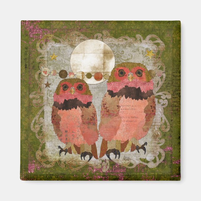Pink Gypsy Owls Olive Magnet (Front)