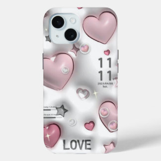 Pink haert  iPhone 15 case