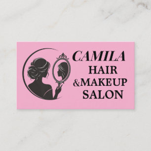 Pink Hair and Makeup Salon Elegant Feminine Beauty Business Card