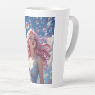 Pink Hair Anime Girl Mug - Dreamy Bubbles Fantasy