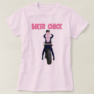Pink Hair Biker Chick Motorcycle T-Shirt