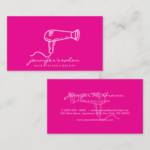 Pink Hair Dresser Stylist Minimal Beauty Branding Business Card