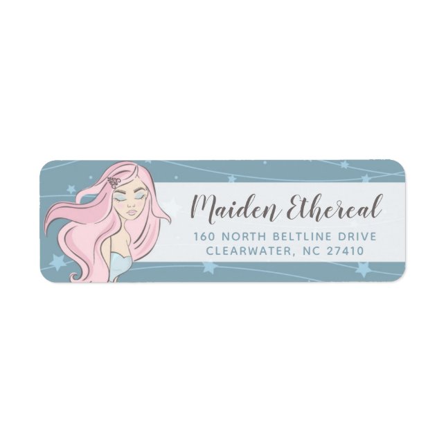 Pink Hair Fashion Girl Lashes Brows Return Address (Front)