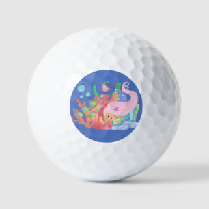 PINK HAIR MERMAID  GOLF BALLS