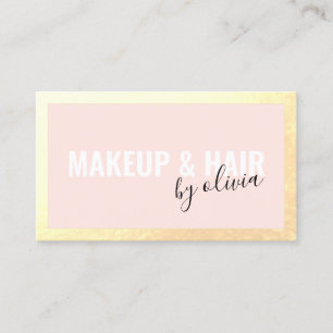 Pink Hair Stylist and Makeup Artist  Gold Frame Bu Business Card