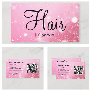 Pink Hair Stylist Hair Salon Business Card