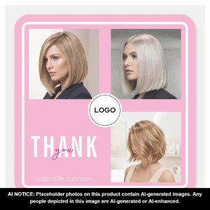 Pink Hair Stylist Photo Collage Elegant Logo