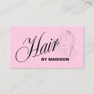 Pink Hair Stylist QR Code Business Card