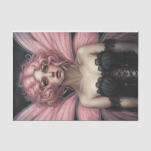 Pink Haired Spring Goth Fairy Decoupage  Tissue Paper