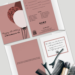 Pink Hairstylist Happy Birthday Gift Certificate