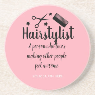 Pink Hairstylist Quote Funny Hairdresser Stars Coaster