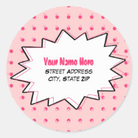 Pink Halftone Pop Art Address Label
