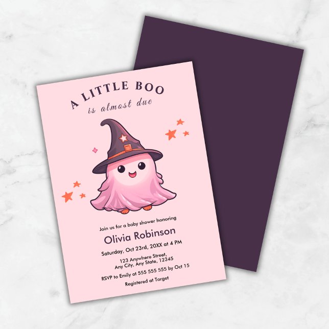 Pink Halloween A Little Boo Baby Shower  Invitation (Pink Halloween A Little Boo Baby Shower Invitation )