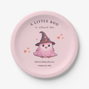 Pink Halloween A Little Boo Baby Shower  Paper Plate