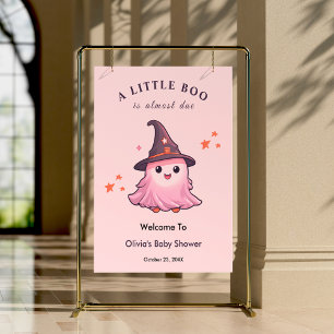 Pink Halloween A Little Boo Baby Shower Welcome Poster