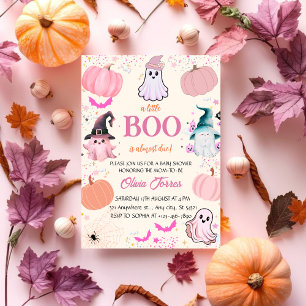 Pink Halloween A Little Boo Ghost Baby Shower  Invitation