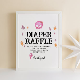 Pink Halloween Baby Shower Diaper Raffle Sign