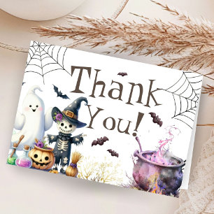 Pink Halloween Baby Shower Folded Thank You Card