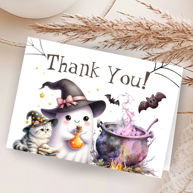 Pink Halloween Baby Shower Folded Thank You Card (Creator Uploaded)