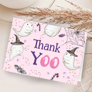 Pink Halloween Baby Shower Folded Thank You Card
