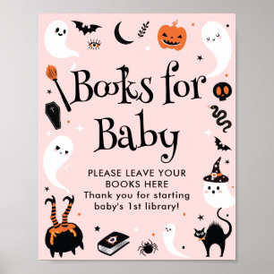 Pink Halloween Baby Shower Girl Books for Baby Poster