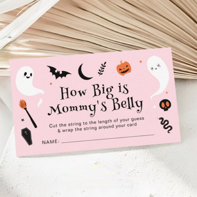 Pink Halloween Baby Shower How Big is Her Belly Enclosure Card (Creator Uploaded)
