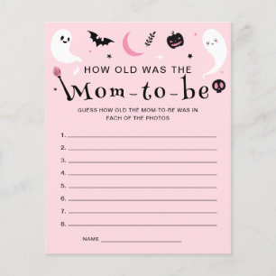 Pink Halloween Baby Shower How Old was Mum Game