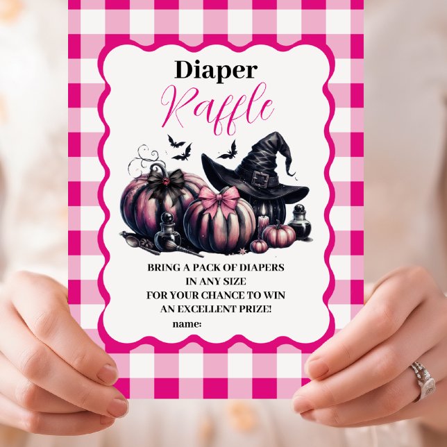 Pink Halloween Baby Shower Raffle Diapper Enclosure Card (Creator Uploaded)