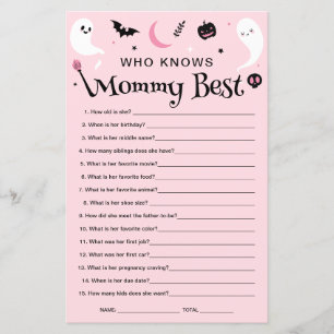 Pink Halloween Baby Shower Who Knows Mommy Game 