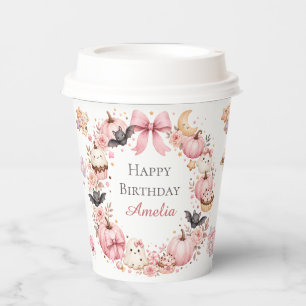 Pink Halloween Birthday Paper Cups Pumpkin