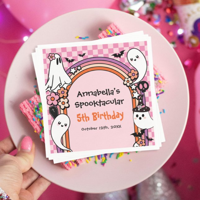 Pink Halloween Birthday Party For Kids Napkin (Creator Uploaded)