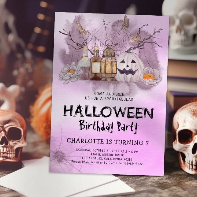 Pink Halloween Birthday Party Invitation (Creator Uploaded)