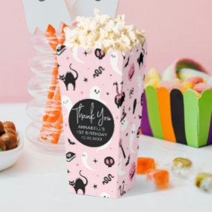 Pink Halloween Birthday Party Popcorn  Favour Box