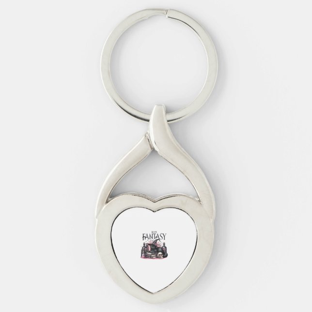 Pink Halloween Black Cat Spell Books Potions Witch Key Ring (Front)