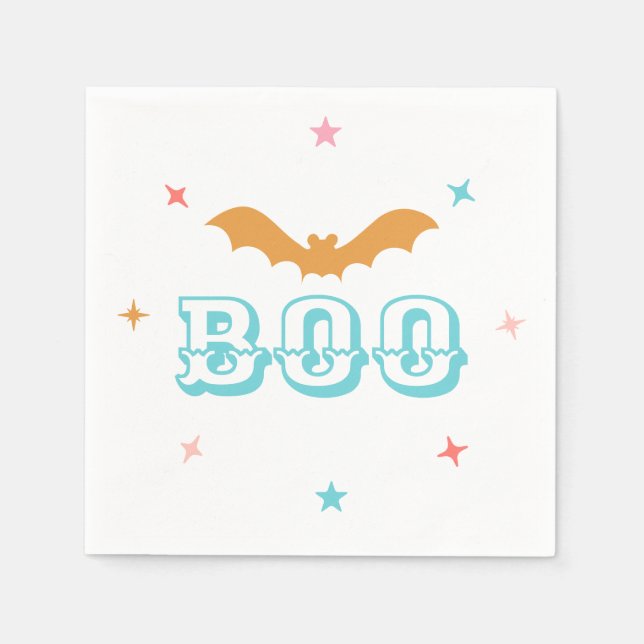 Pink Halloween Boo Paper Napkin (Front)