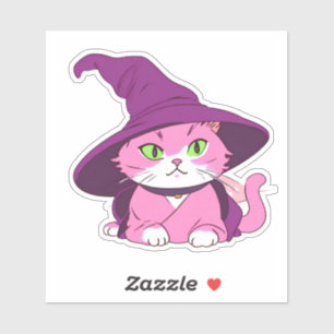 Pink Halloween cat witch spooky cute decoration