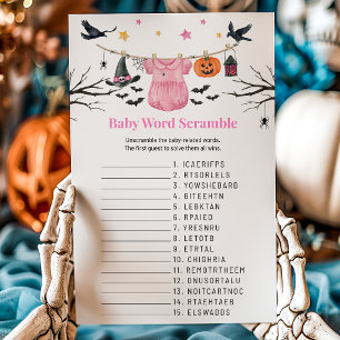 Pink Halloween Clothesline Word Scramble Game