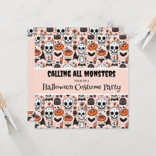 Pink Halloween Custom Birthday Party Invitation