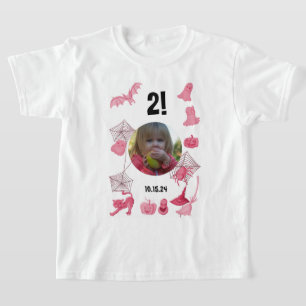 Pink Halloween custom with photo, age & birthday T-Shirt