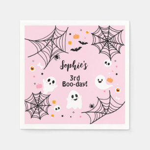 Pink Halloween Cute Ghost Boo-Day Party Napkin