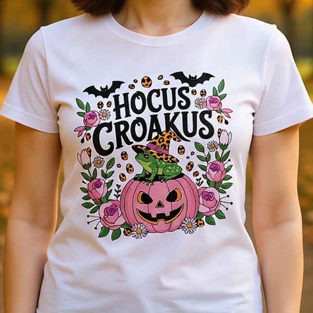 Pink Halloween Frog Hocus Croakus Tri-Blend Shirt (Creator Uploaded)